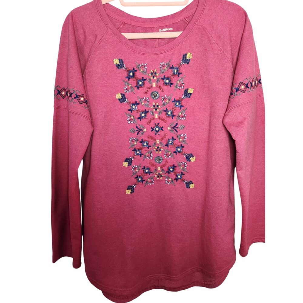 RUFF HEWN embroidered & beaded sweatshirt/ size large
